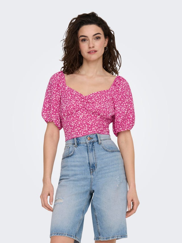 ONLY Cropped Top med PufÃ¦rmer - 15283645