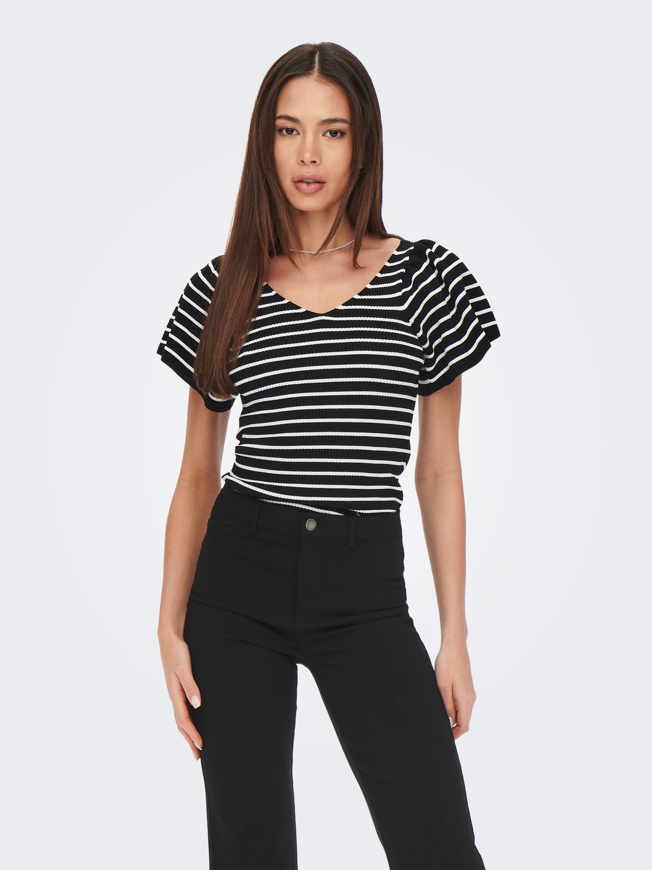 ONLY Back detailed Knitted Top -Black - 15283760
