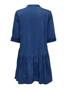 ONLY Vestido corto Corte relaxed Cuello redondo -Dark Blue Denim - 15283806