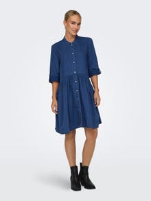ONLY Mini o-neck denim dress -Dark Blue Denim - 15283806