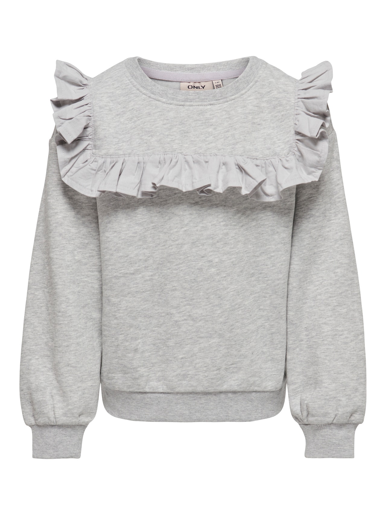 ONLY Gerüschtes Sweatshirt -Light Grey Melange - 15283811