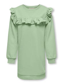 ONLY Regular fit O-hals Geribde mouwuiteinden Korte jurk -Smoke Green - 15283817