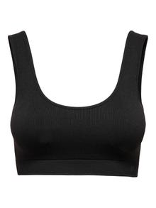 ONLY Rib solid color bra -Black - 15283845