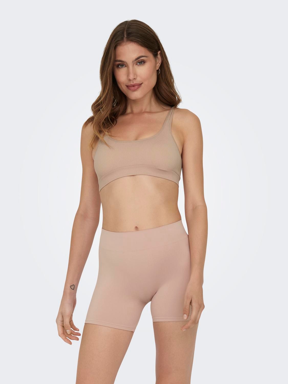 ONLY Rib solid color bra -Rugby Tan - 15283845