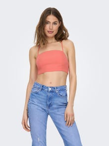 ONLY Cropped Fit Nedhasad axel Topp -Georgia Peach - 15283899