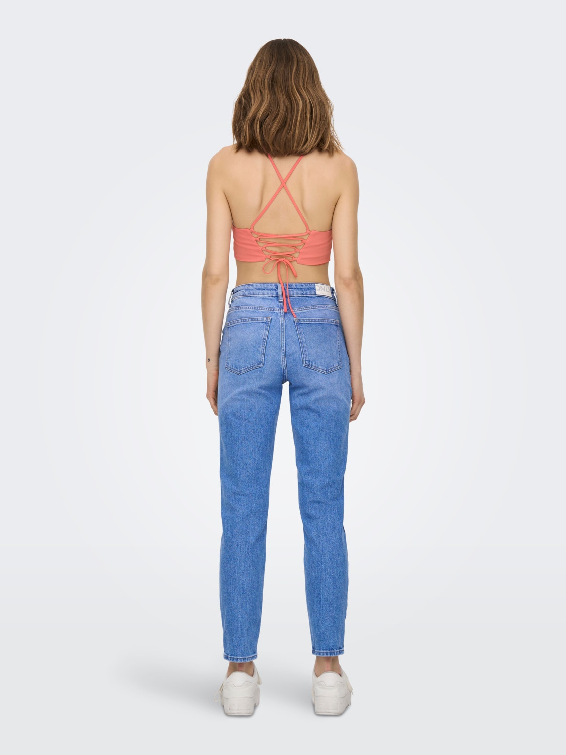 ONLY Cropped Fit Nedhasad axel Topp -Georgia Peach - 15283899