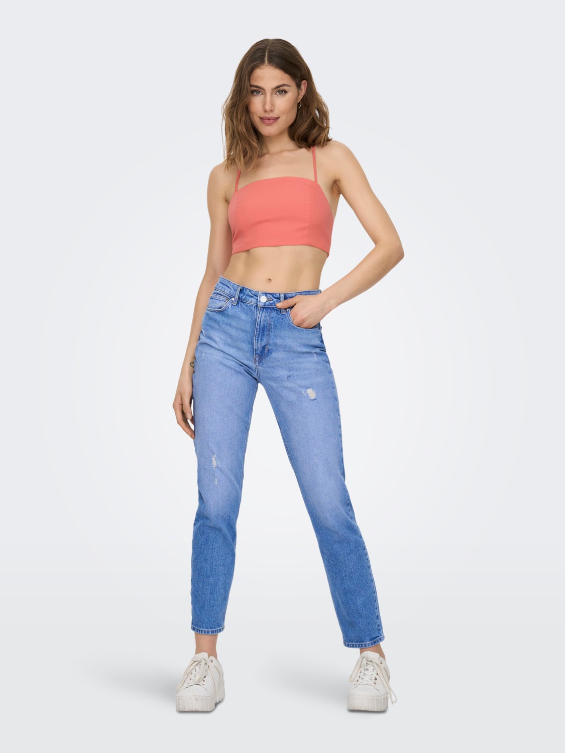 ONLY Cropped fit Off-shoulder Top -Georgia Peach - 15283899