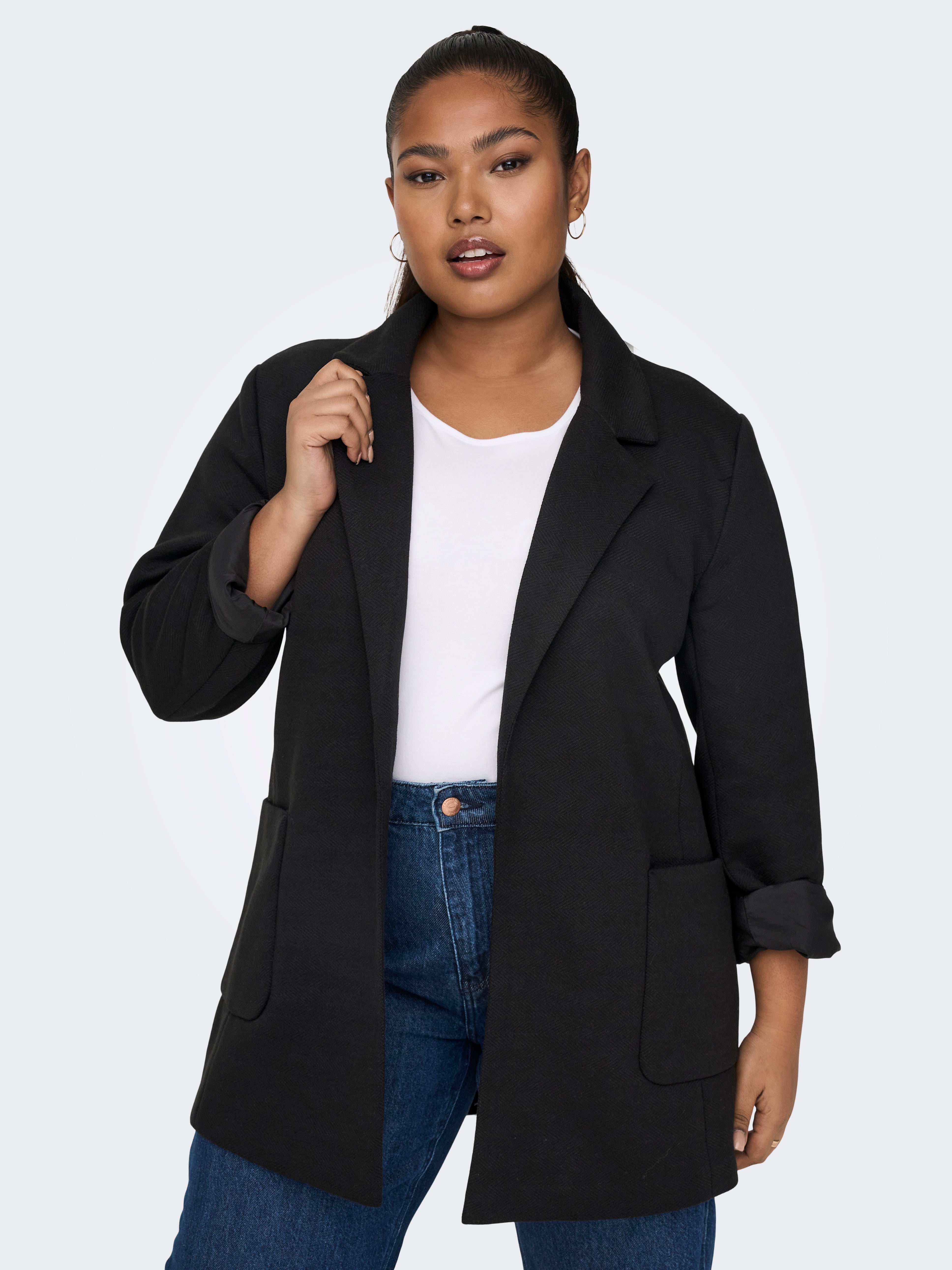 Plus size 2024 black blazer jacket