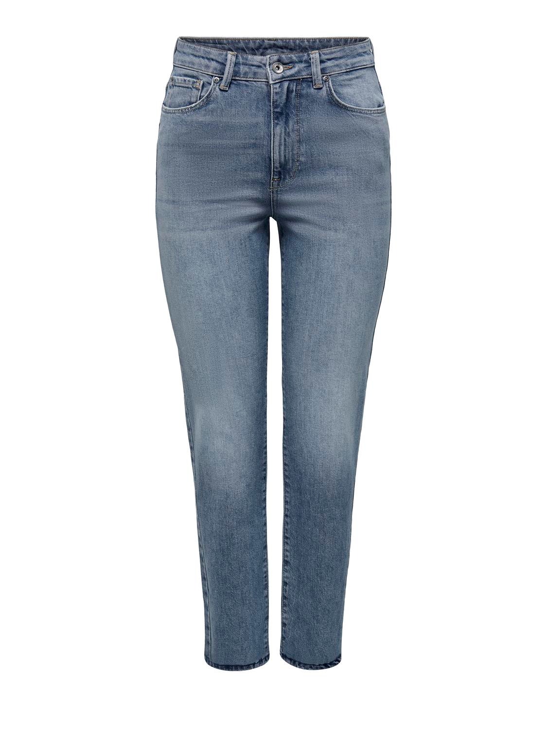 ONLY Krój prosty Wysoka talia Jeans -Special Blue Grey Denim - 15283928
