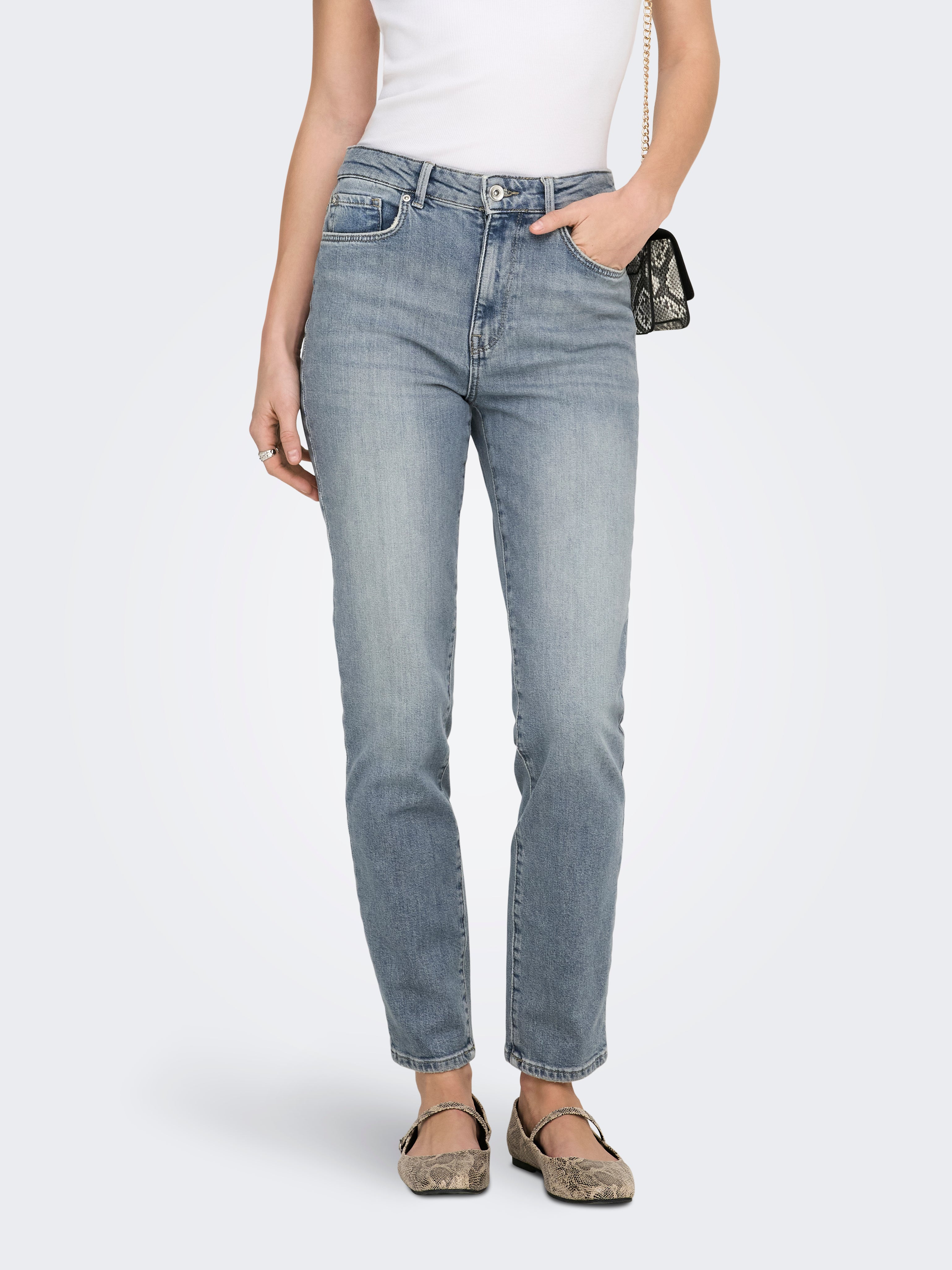 Onlemily Hohe Taille Gerade Geschnitten Jeans