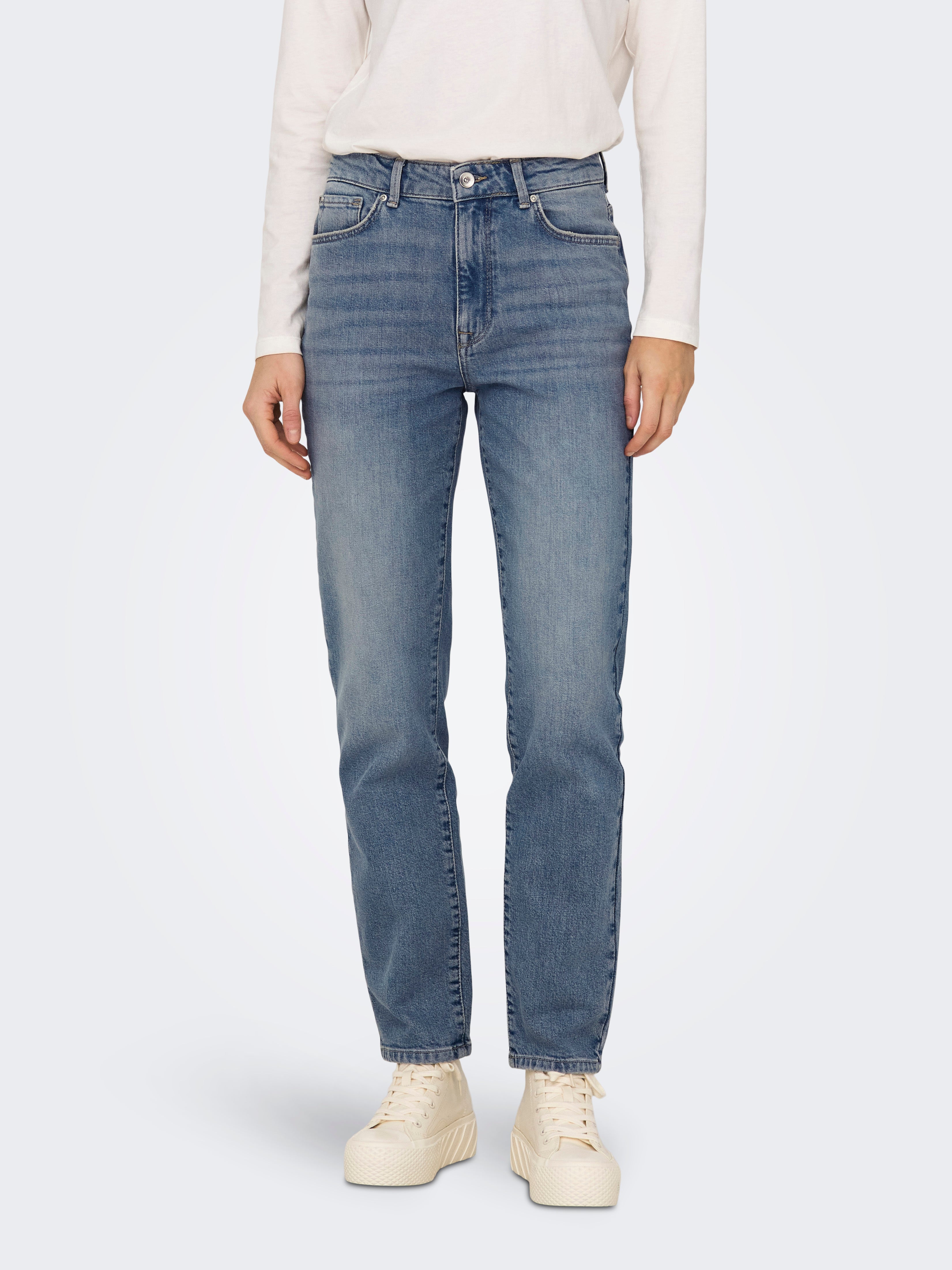 Onlemily Hohe Taille Gerade Geschnitten Jeans