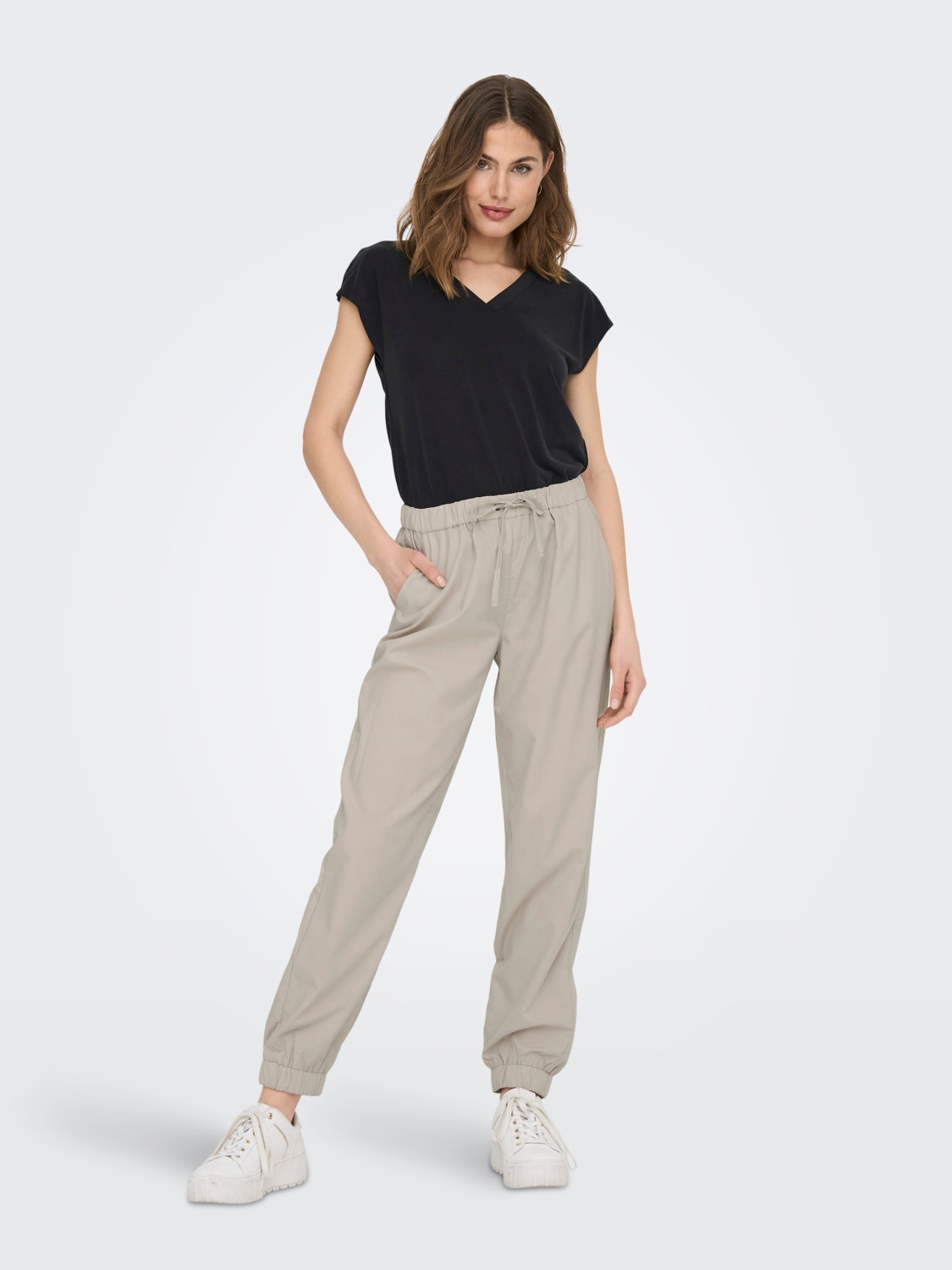 ONLY Loose Fit Mid waist Elasticated hems Track Pants -Silver Lining - 15284001