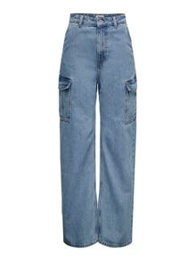 ONLY Jeans Wide Leg Fit Taille haute -Dark Blue Denim - 15284024
