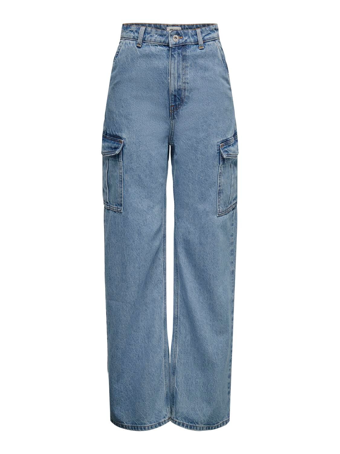 Buy Women Blue Solid High Rise Denim Parallel Trousers - Trousers