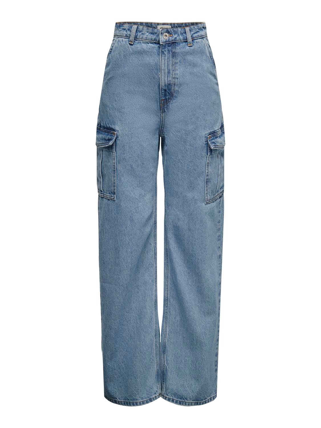 ONLY Wide Leg Fit High waist Jeans -Dark Blue Denim - 15284024