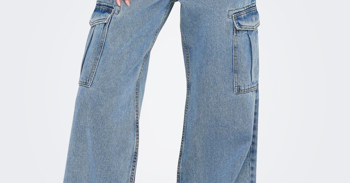 Wide Leg Fit High waist Jeans, Dark Blue