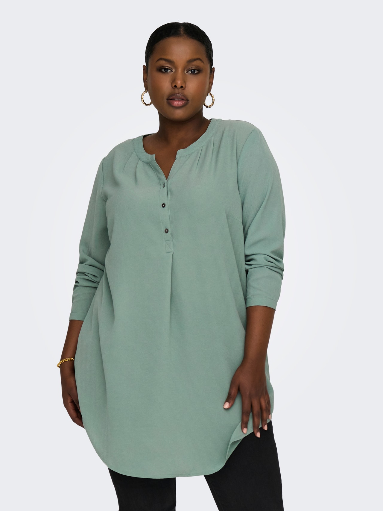 ONLY Camisas Corte regular Cuello Mao Curve -Chinois Green - 15284064