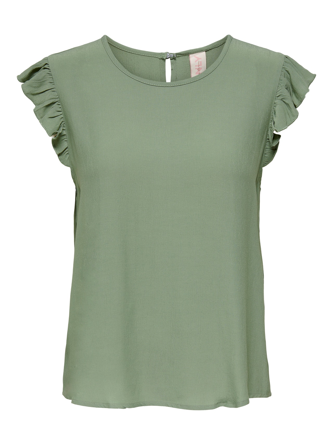 ONLY o-neck top with frills -Lily Pad - 15284301
