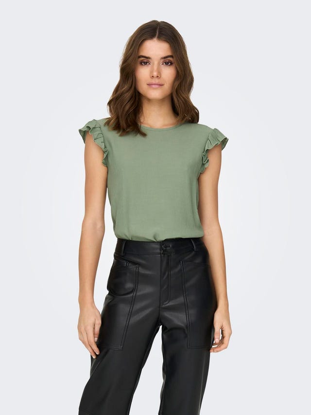 ONLY Regular Fit Top With Frills - 15284301