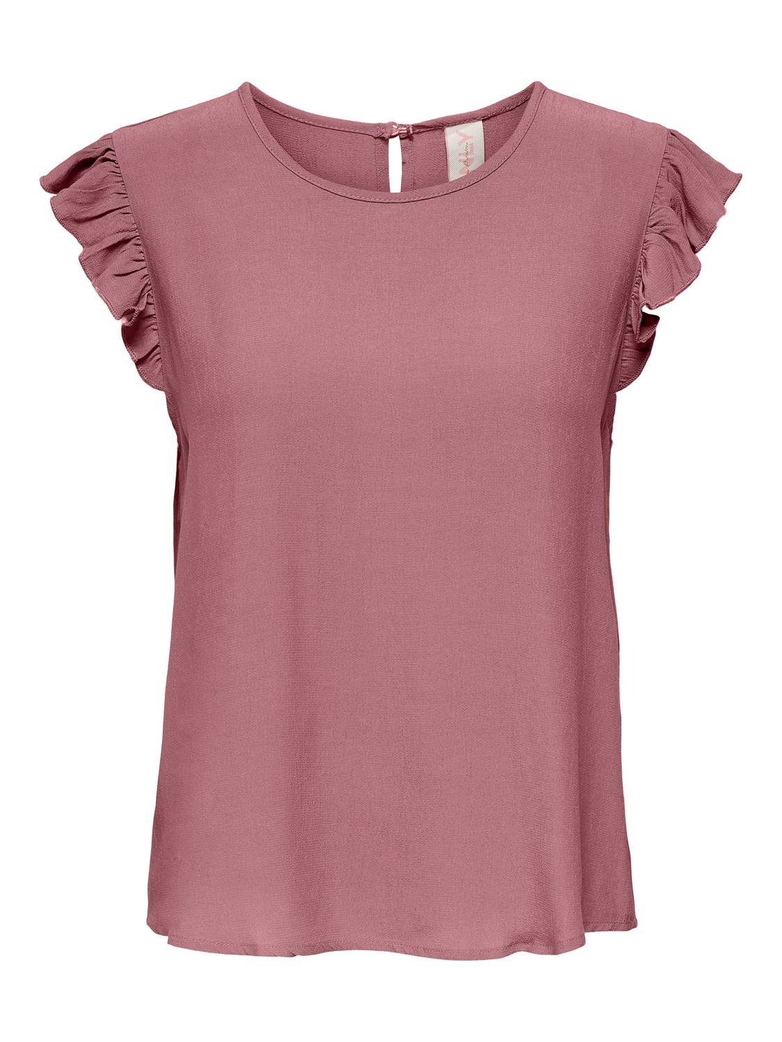 ONLY Regular Fit Top With Frills -Nostalgia Rose - 15284301