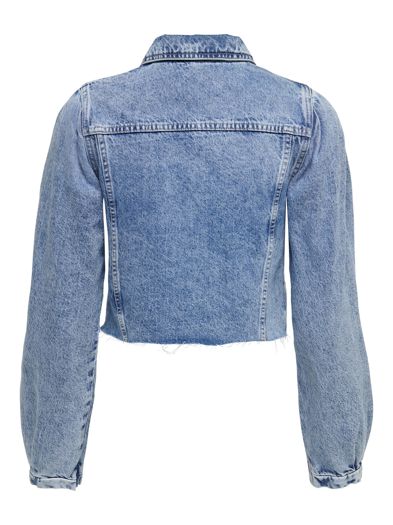 ONLY Cropped puff sleeve denim jacket -Light Medium Blue Denim - 15284444