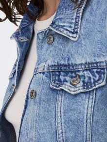 ONLY Cropped puff sleeve denim jacket -Light Medium Blue Denim - 15284444