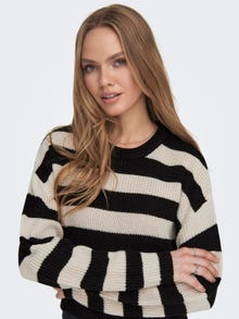 ONLY Regular Fit Round Neck Dropped shoulders Pullover -Black - 15284453