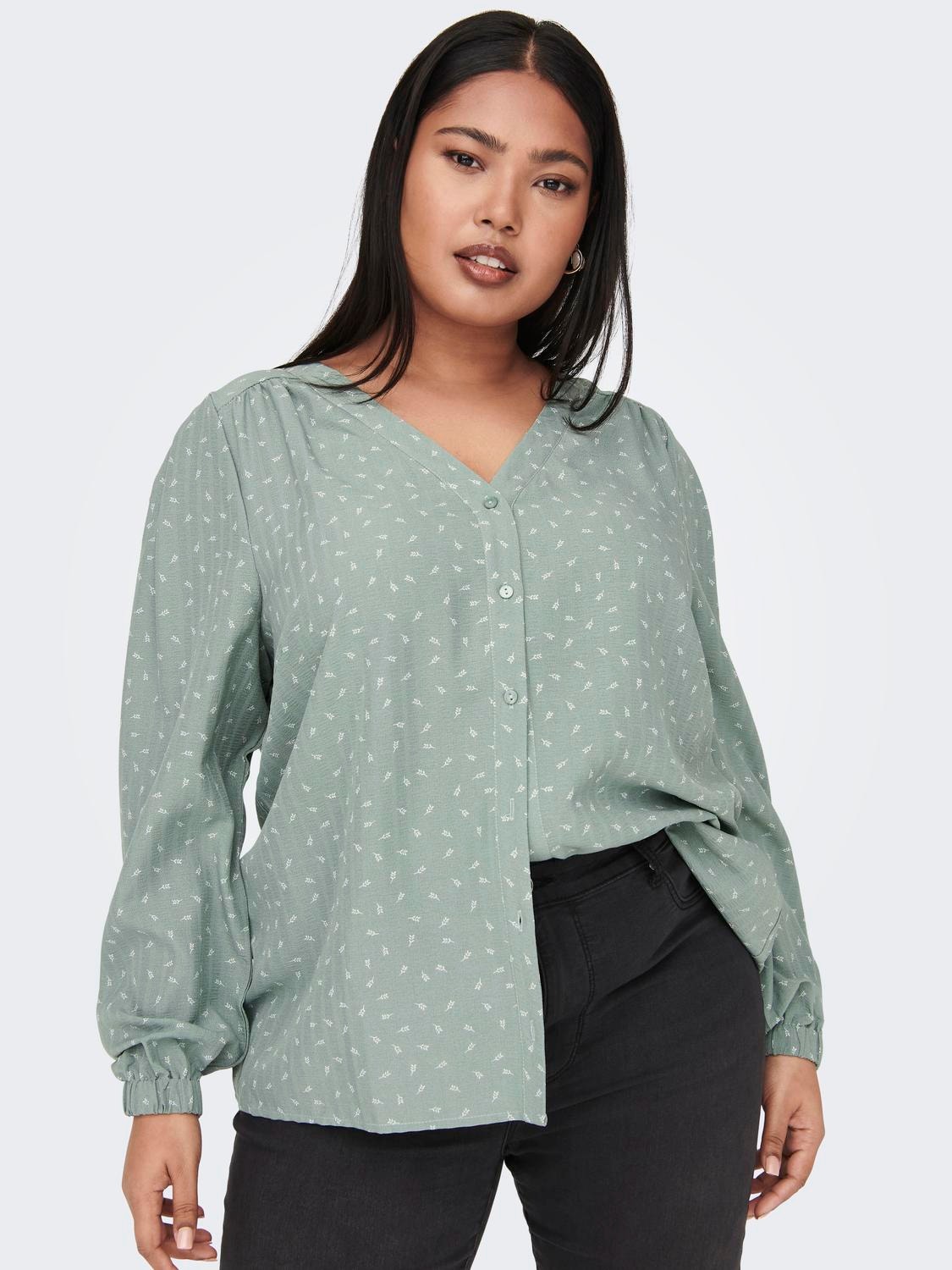 ONLY Normal passform Button down-krage Skjorta -Lily Pad - 15284502