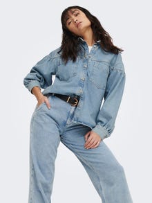 ONLY Raširi ovratnik Zakopčane manžete Ispuštena ramena Jakna -Light Blue Denim - 15284611