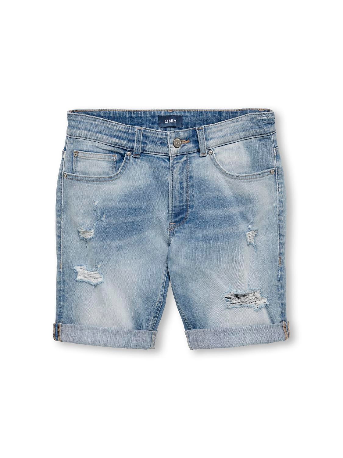 ONLY Regular Fit Oppbrettskanter Shorts -Light Medium Blue Denim - 15284634