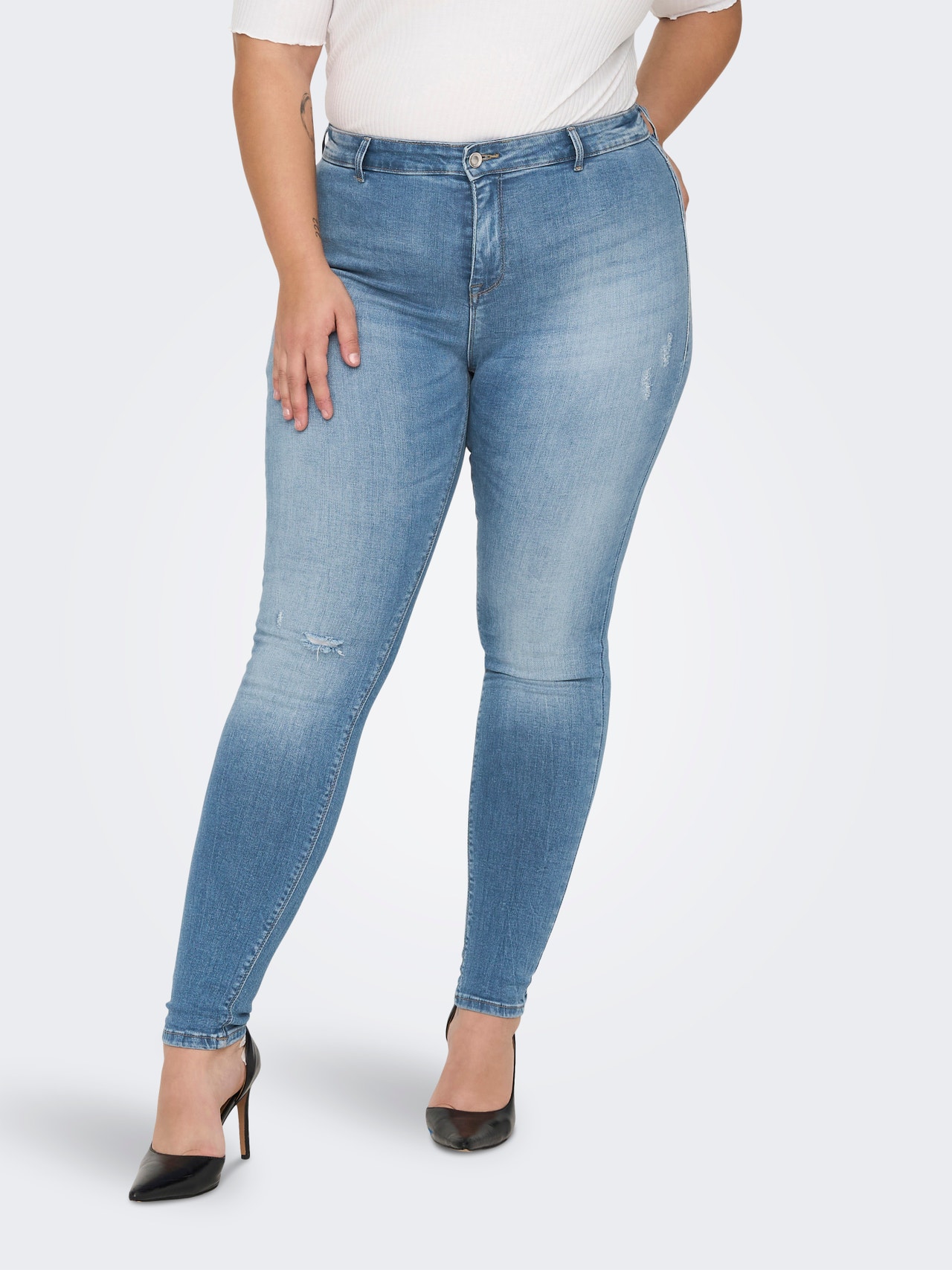 Plus Size Button Detailed Jeggings High Waist Denim Skinny Jeans