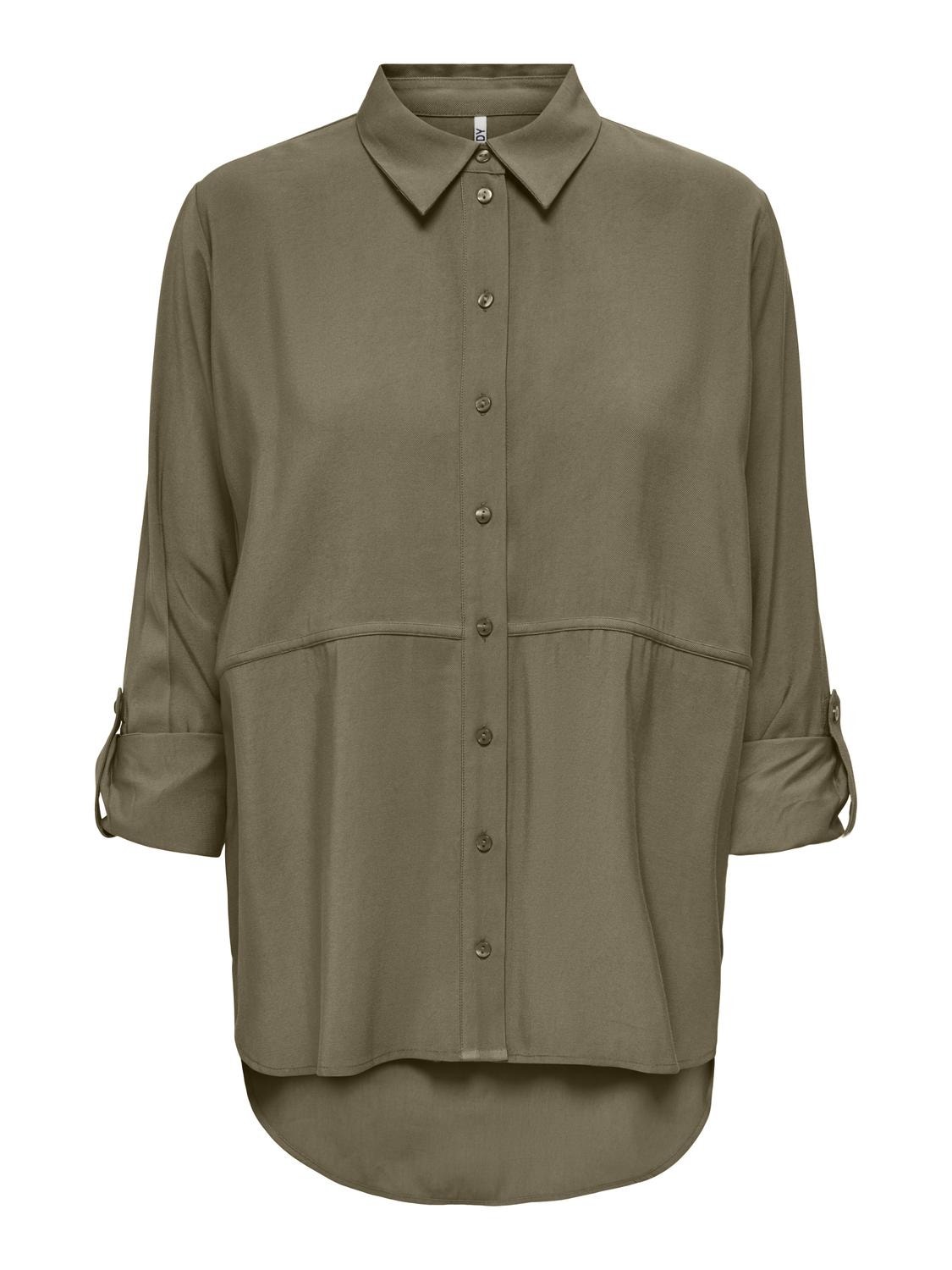 ONLY Shirt with fold-up sleeves -Walnut - 15284703