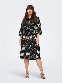 ONLY Regular fit Overhemd kraag Mouwuiteinden met omslag Lange jurk -Black - 15284792