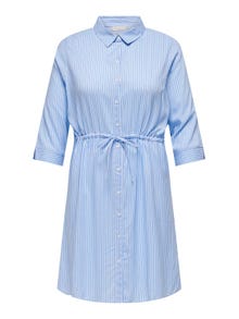 ONLY Regular Fit Shirt collar Short dress -Forever Blue - 15284894