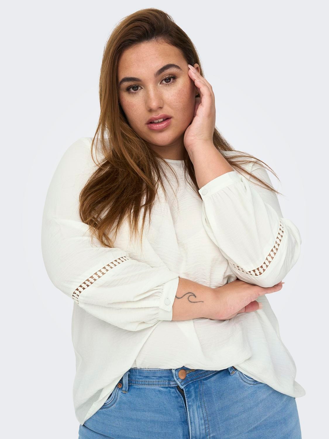 ONLY Curvy detailed top -Cloud Dancer - 15284957