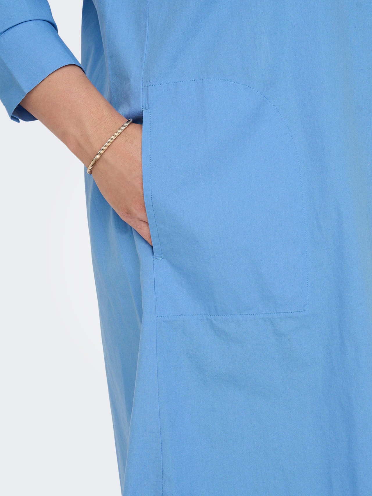 Regular Fit Shirt collar Long dress, Medium Blue