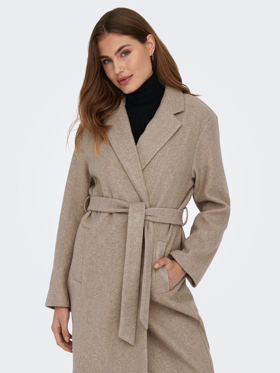 Long belt shop coat