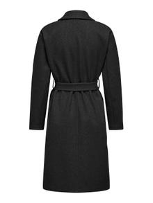 ONLY Long coat with belt -Dark Grey Melange - 15285012