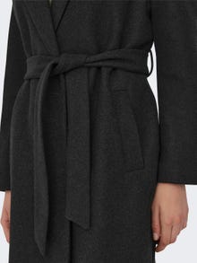 ONLY Long coat with belt -Dark Grey Melange - 15285012