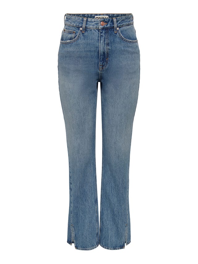 ONLY Gerade geschnitten Hohe Taille Seitenschlitze Jeans - 15285014
