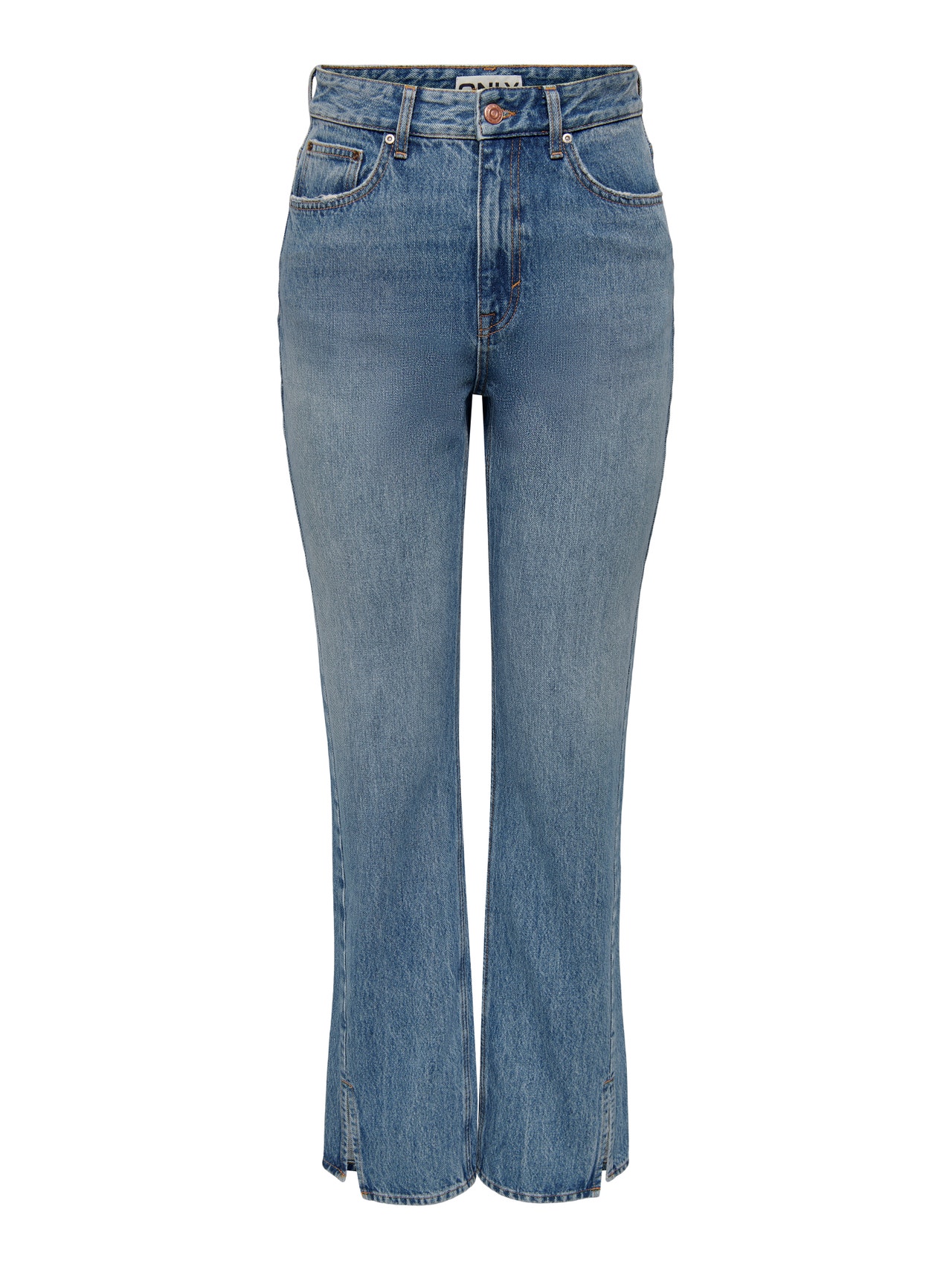 ONLY Straight fit High waist Zijsplitten Jeans -Medium Blue Denim - 15285014