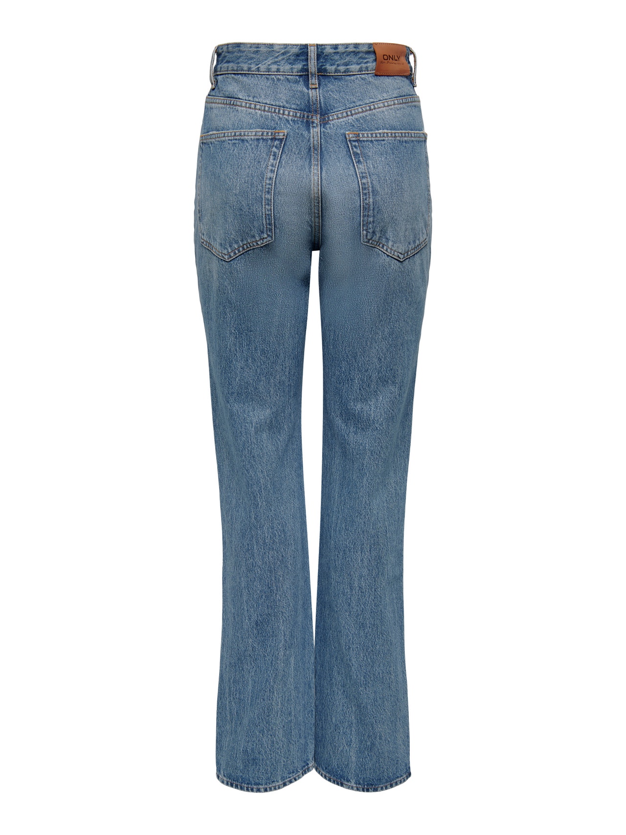 ONLY Straight Fit High waist Side slits Jeans -Medium Blue Denim - 15285014