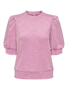 ONLY Tops Regular Fit Col rond Poignets smockés Manches bouffantes -Strawberry Moon - 15285055