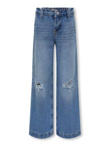 ONLY Wide leg fit Versleten zoom Jeans -Light Blue Denim - 15285071