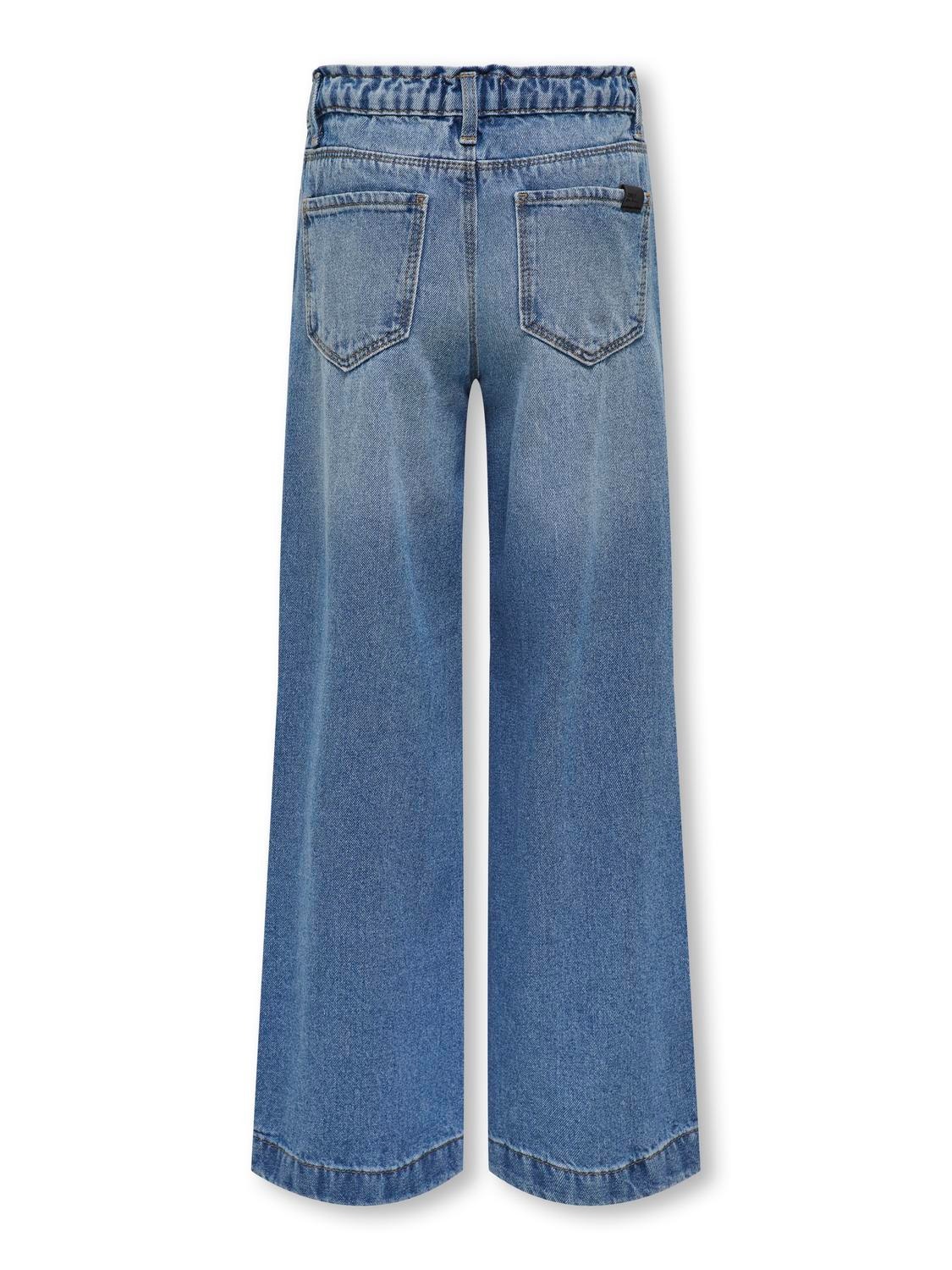ONLY Krój wide leg Zniszczone obszycie Jeans -Light Blue Denim - 15285071