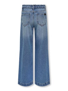 ONLY Wide Leg Fit Slitt kant Jeans -Light Blue Denim - 15285071