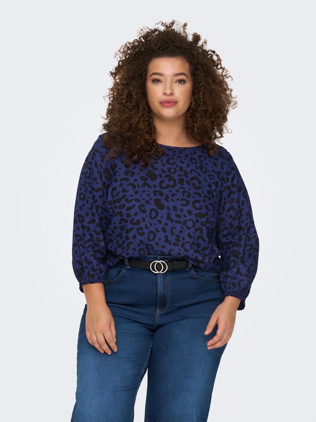 ONLY Curvy Patterned viscose Top -Patriot Blue - 15285099