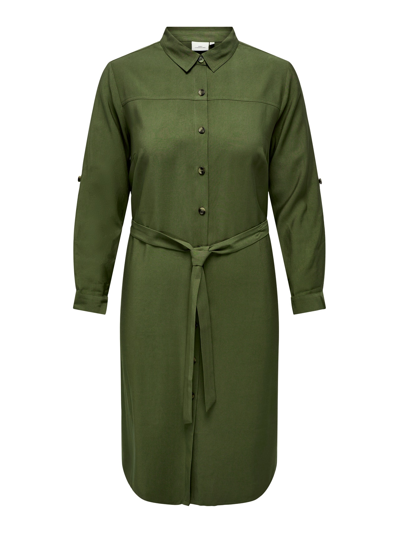 ONLY Robe longue Regular Fit Col chemise Poignets repliés -Winter Moss - 15285282