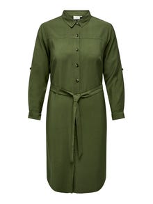 ONLY Vestido largo Corte regular Cuello de camisa Puños doblados -Winter Moss - 15285282