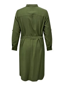 ONLY Vestido largo Corte regular Cuello de camisa Puños doblados -Winter Moss - 15285282